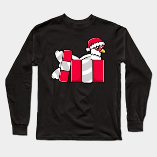 Cute Leghorn Chicken in Christmas Gift Long Sleeve T-Shirt